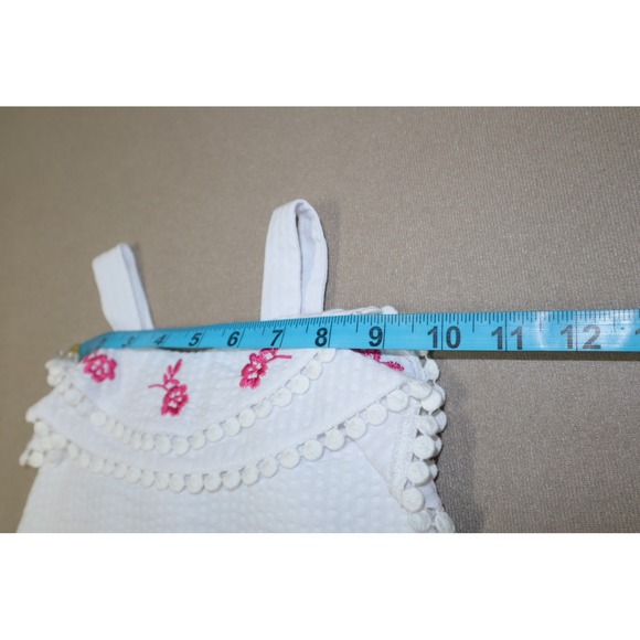 Bonnie Baby Girls Seersucker Embroidered Top and Ruffled Shorts - Pink - 6-9M - Picture 4 of 7